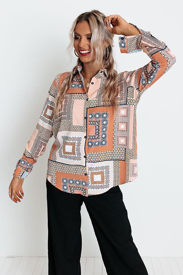 Chic On The Scene Button Up Top In Light Rust Product Image