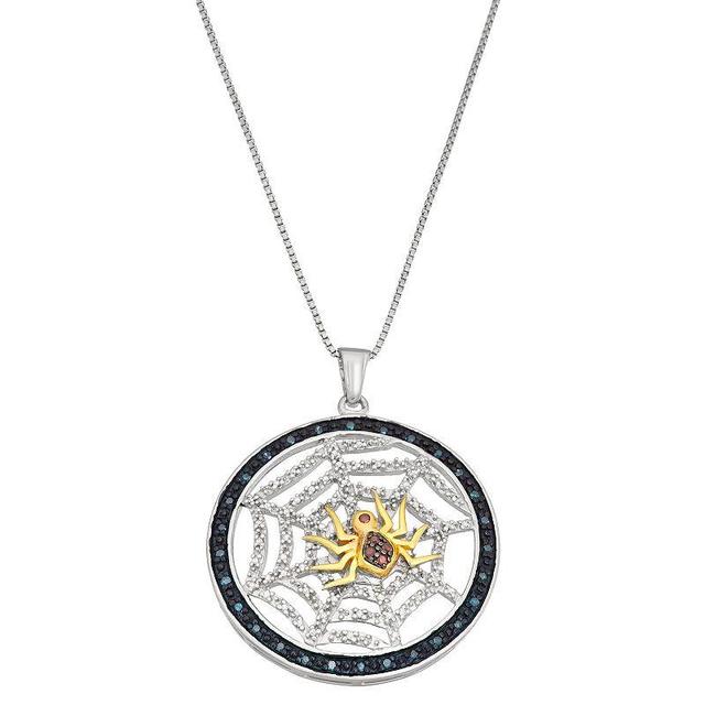 Jewelexcess 1/2 Carat T.W. Multicolor Diamond Two-Tone Sterling Silver Spider Pendant Necklace, Womens Two Tone Product Image