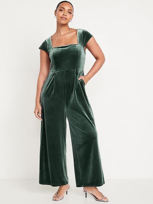 Fit &amp; Flare Velvet Jumpsuit Product Image