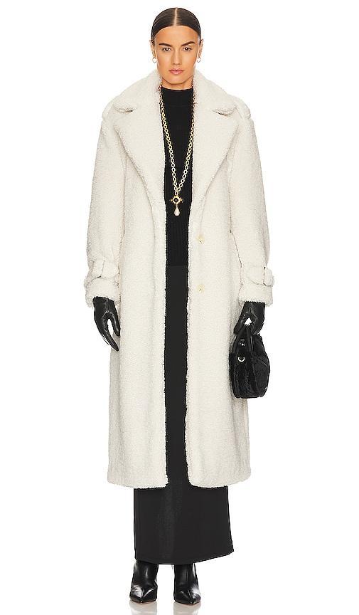 Ena Pelly Harri Oversized Teddy Coat in Bone - Cream. Size 10/M (also in 6/XS, 8/S). Product Image