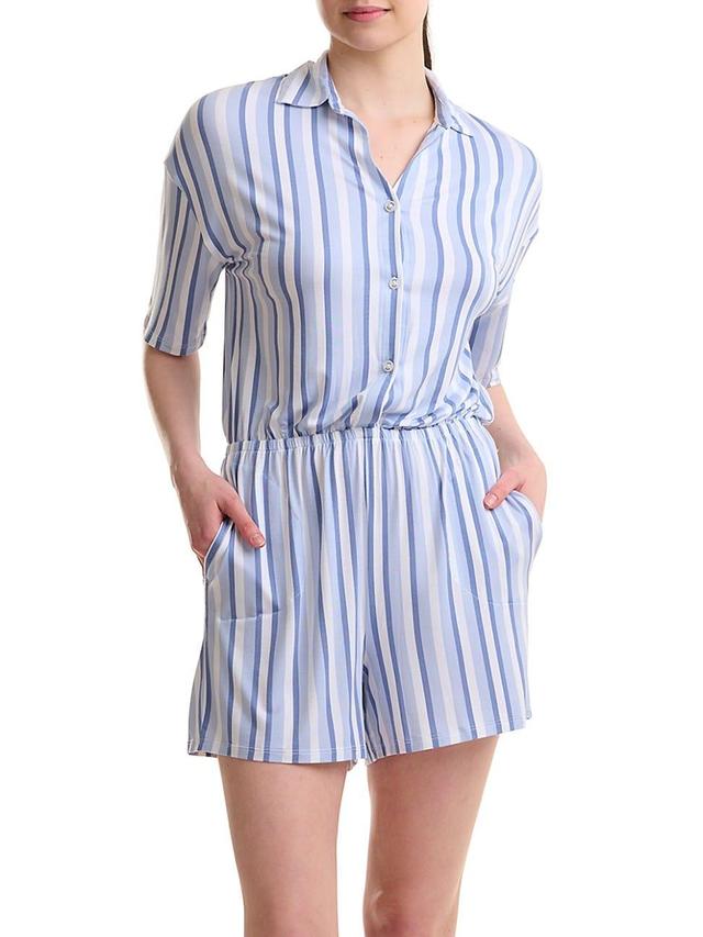 Splendid Stripe Collared Pajama Romper Product Image