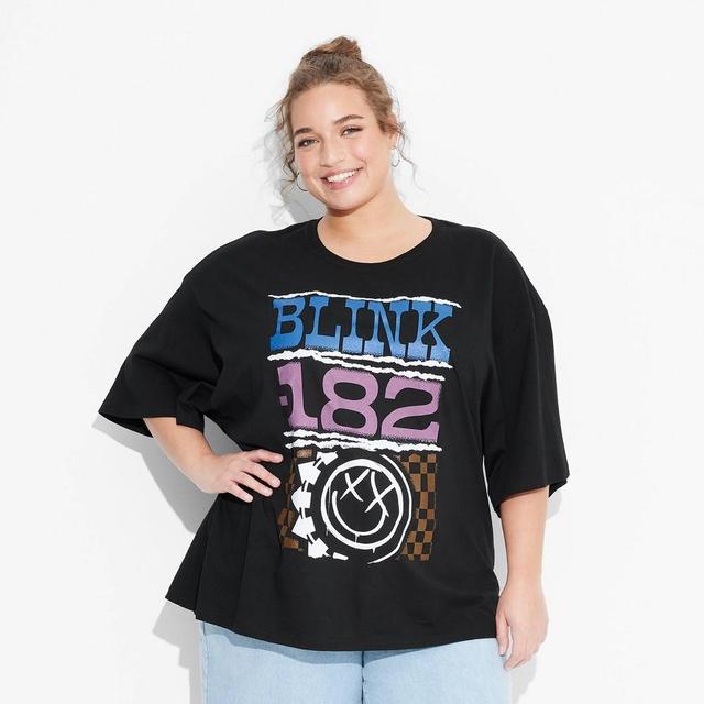 Womens Blink 182 Oversized Short Sleeve Graphic T-Shirt - Black Product Image