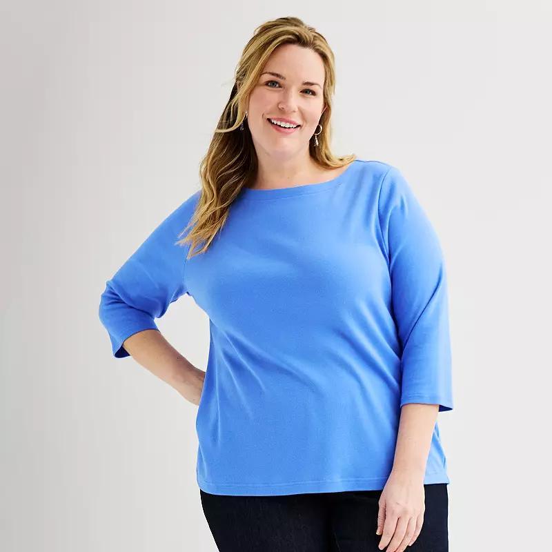 Plus Size Croft & Barrow Boatneck Top, Womens Product Image