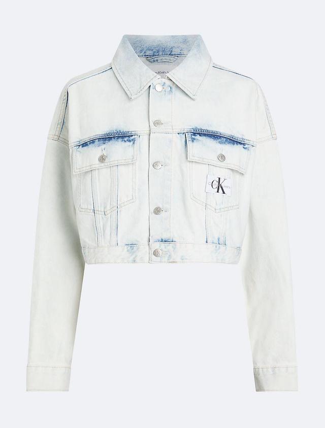 Relaxed Cropped Denim Trucker Jacket Product Image