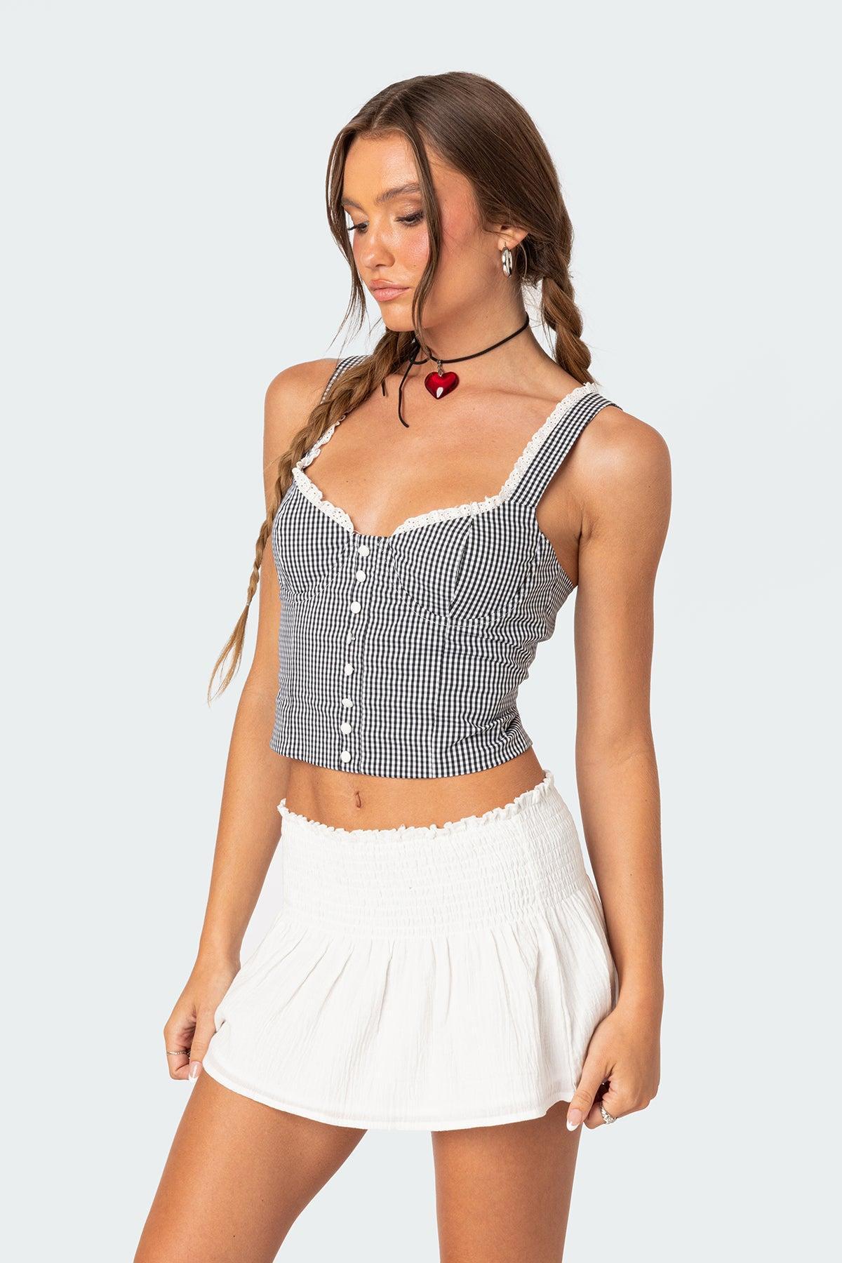 Gingham Lace Up Bustier Corset Product Image