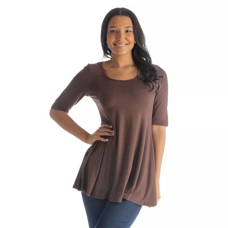 Womens 24Seven Comfort Apparel Elbow Sleeve Swing Tunic Top Product Image