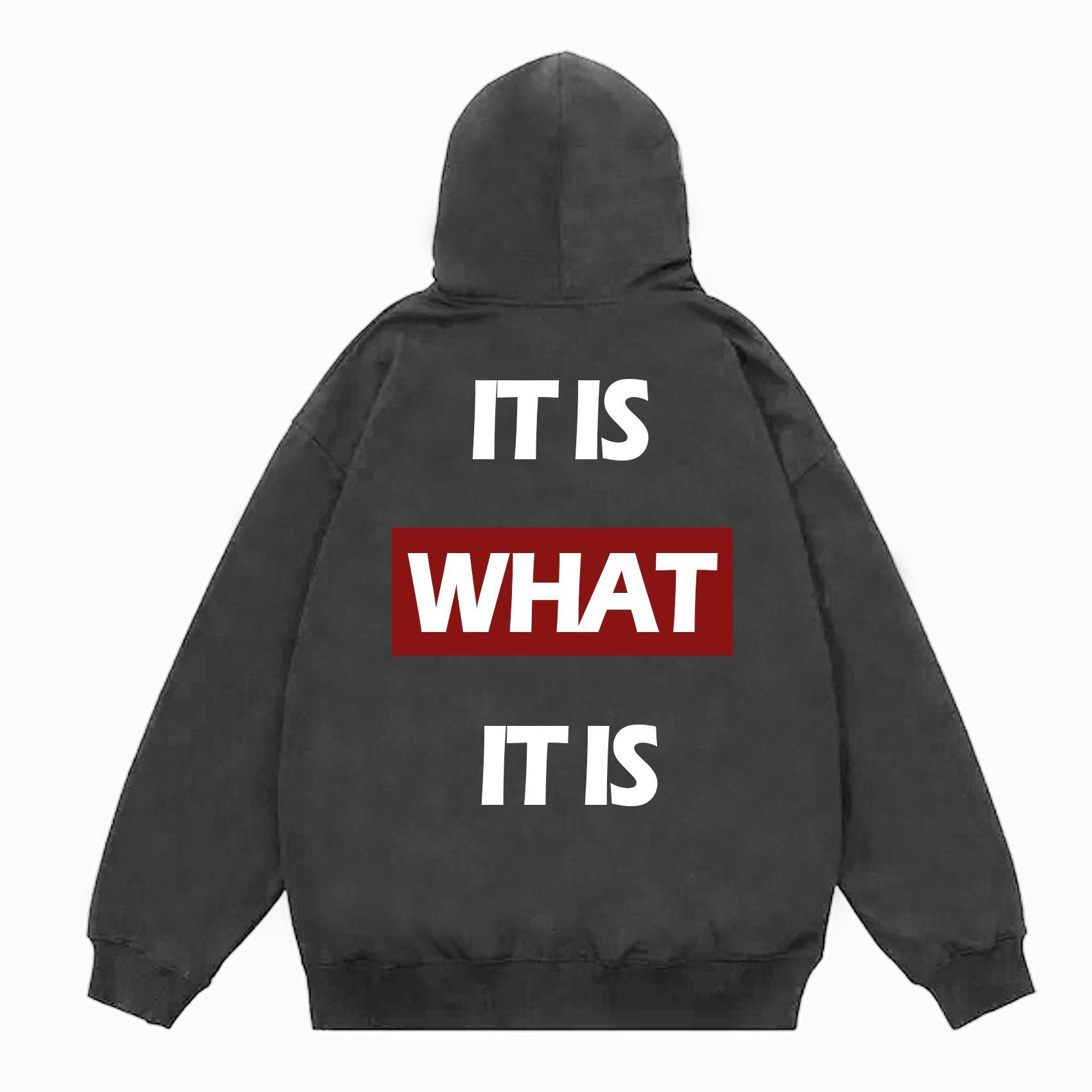 Street It Is What It Is Letters Print Oversized Hoodie Product Image