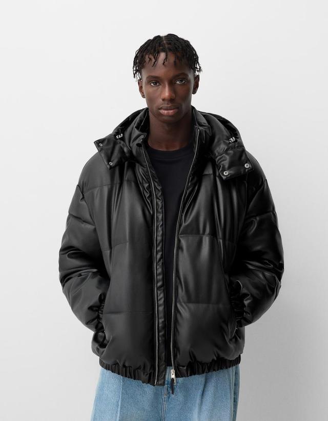 Faux leather puffer jacket Product Image