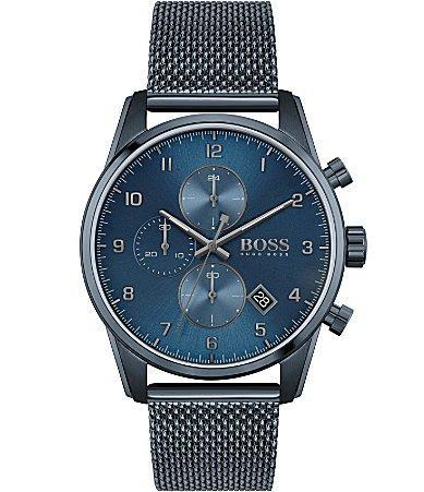 Hugo Boss Skymaster Blue Mesh Chronograph Watch Product Image