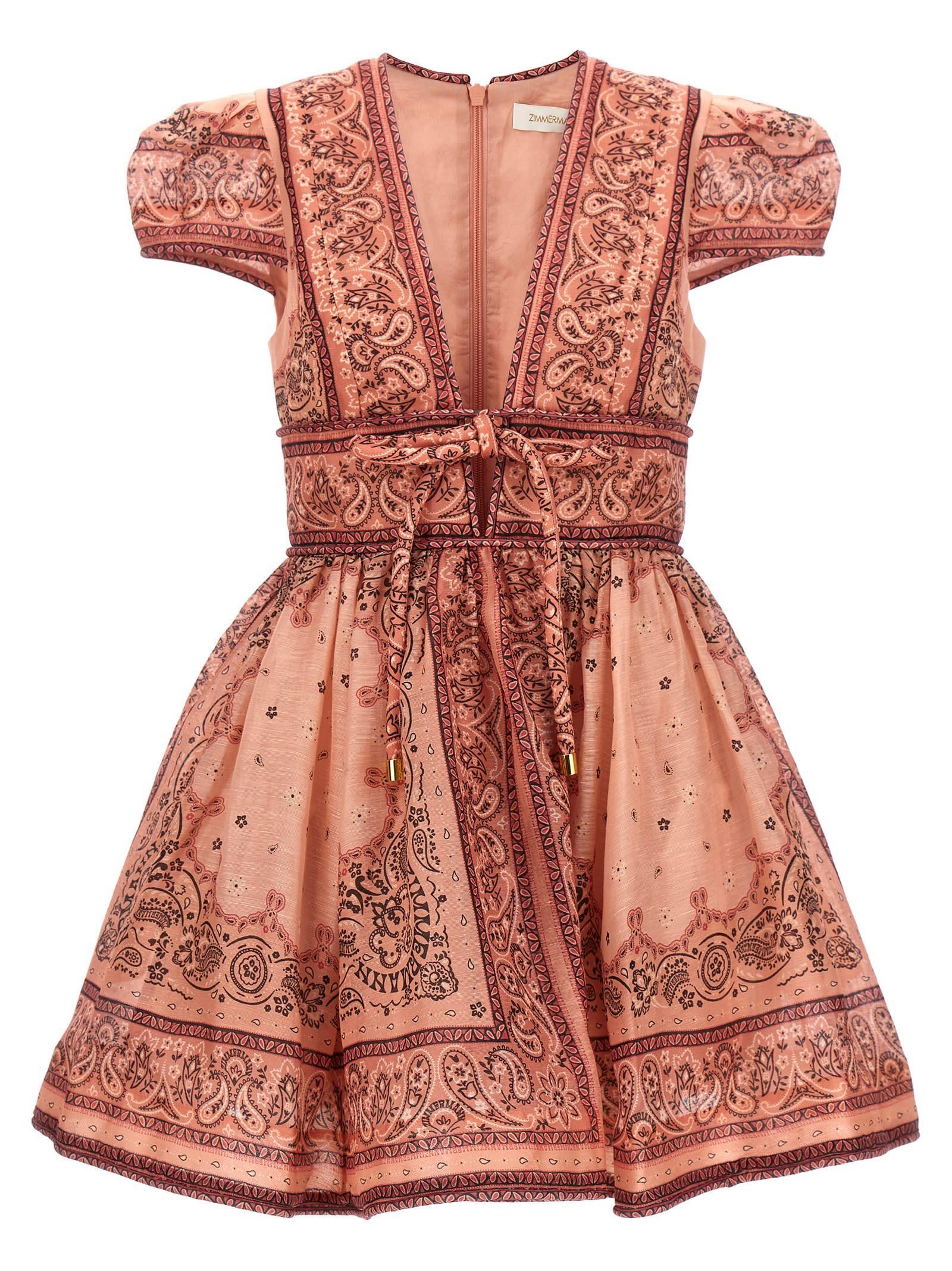 ZIMMERMANN Matchmaker Structured Linen-silk Mini Dress In Pink Product Image