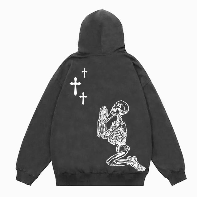 Street God Is Always With Me Graphic Long Sleeve Hoodie Product Image