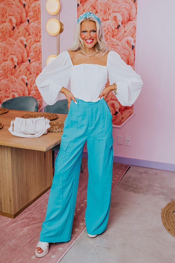 The Nikki High Waist Trousers In Sky Blue Product Image