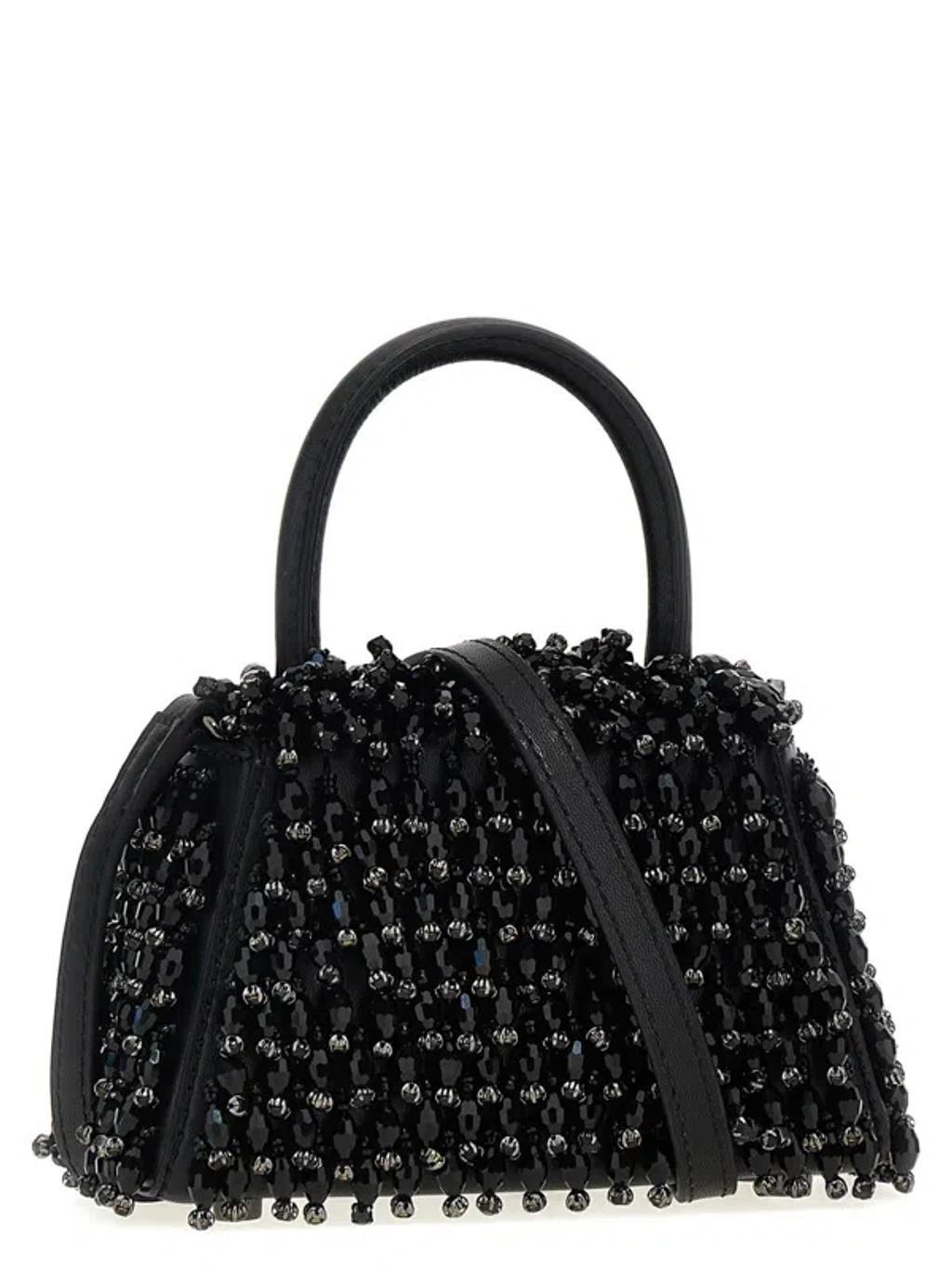 Black Embellished Micro Bow Handbag Product Image