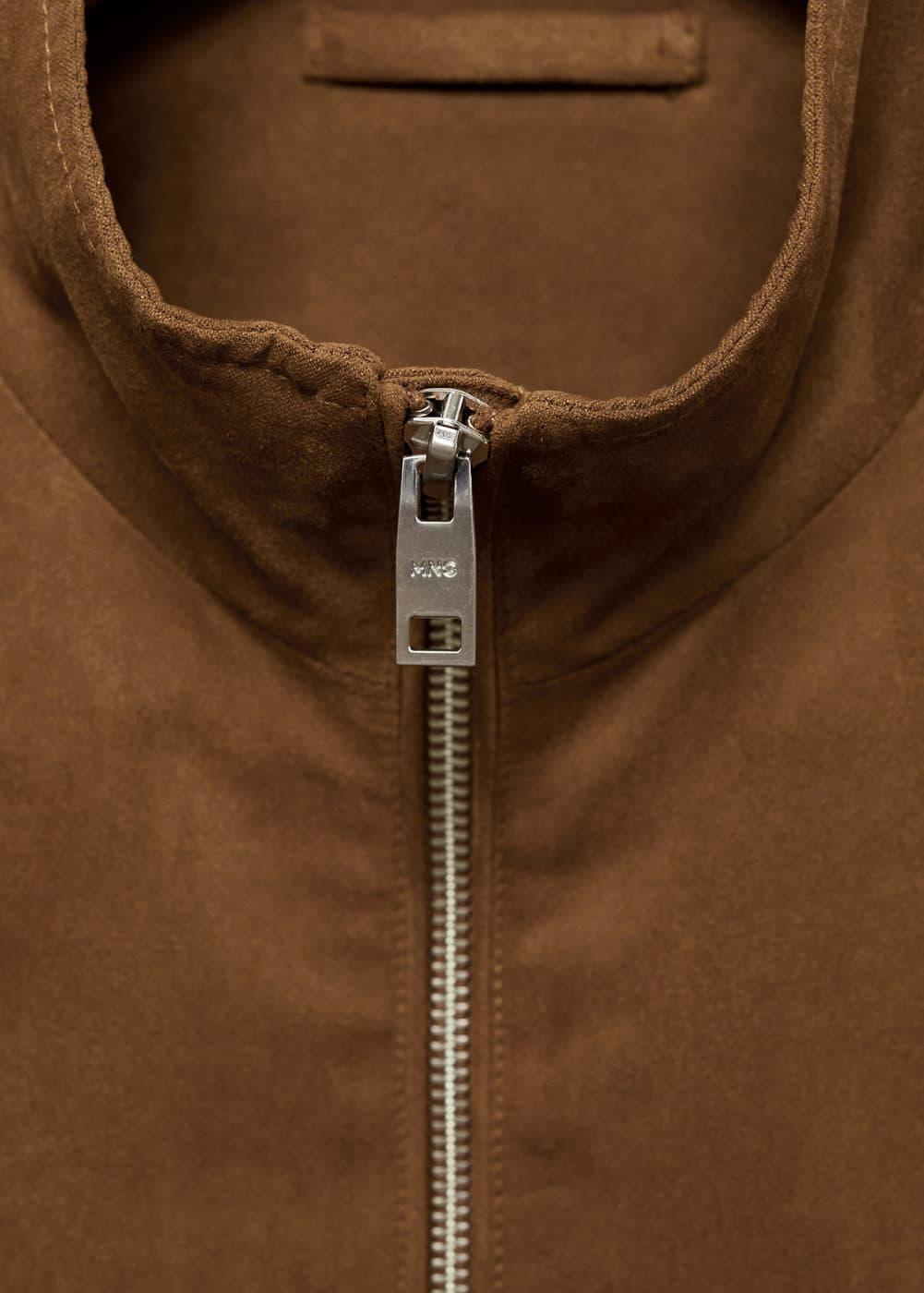 Suede-effect jacket with zipper - Men | MANGO USA Product Image