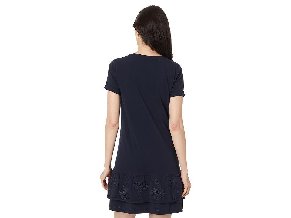 Women's Crewneck Short-Sleeve Embroidered Dress Product Image