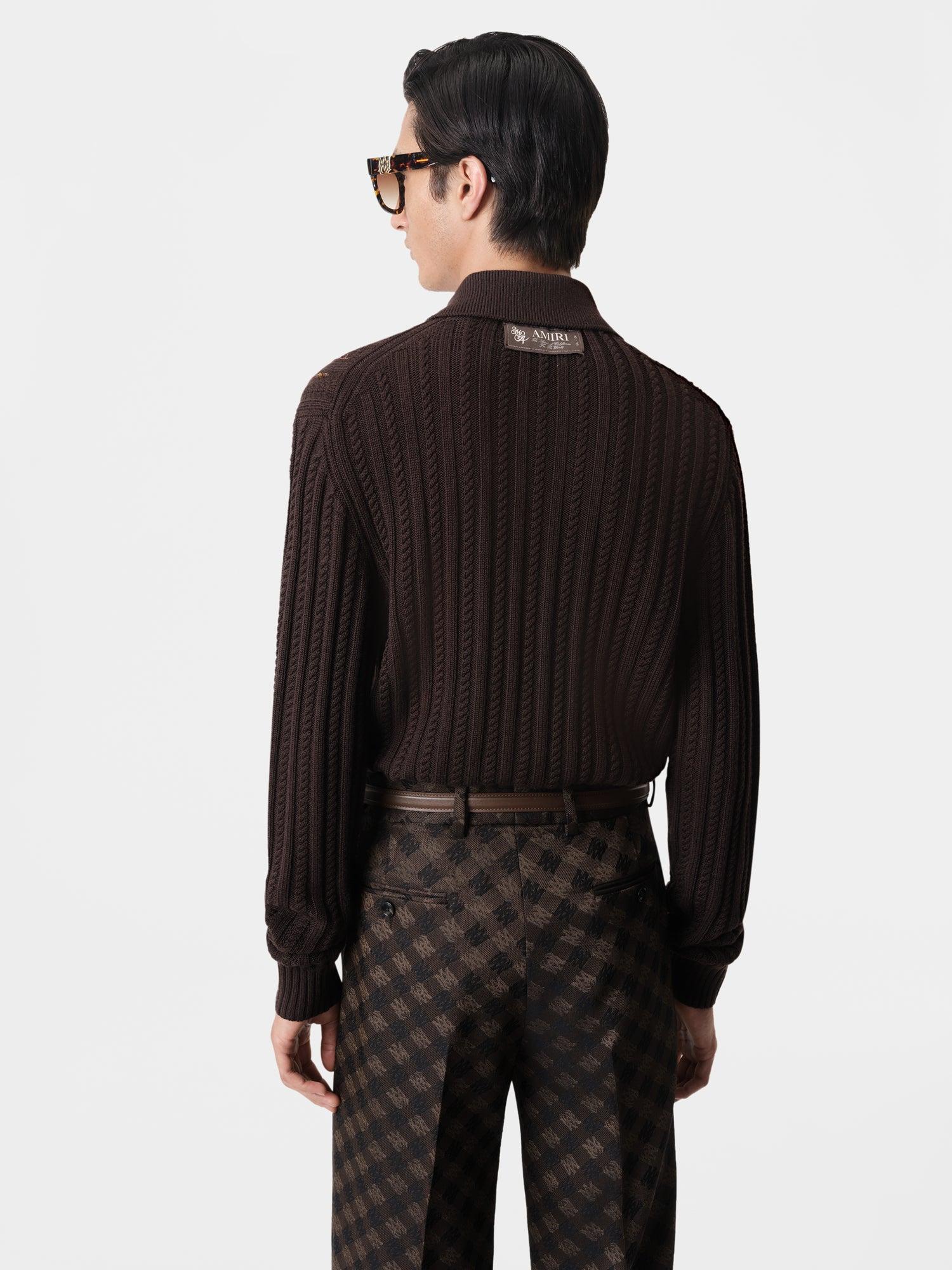 LONG SLEEVE POLO - Dark Brown Male Product Image