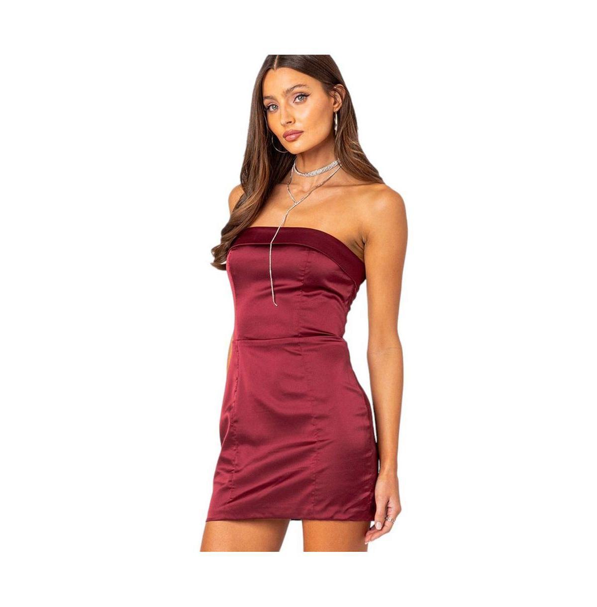 Edikted Womens Fem Fold Over Satin Mini Dress product image