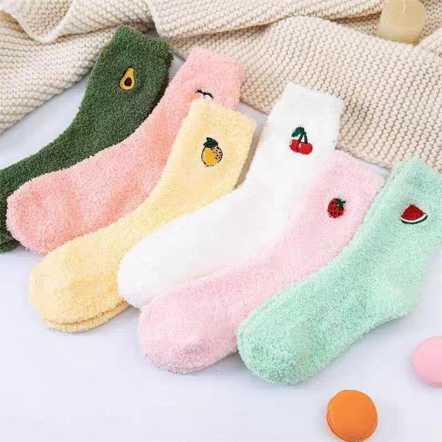 Fruit Embroidered Fleece Socks Product Image