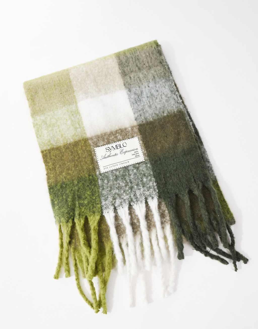 Bershka check scarf in beige Product Image