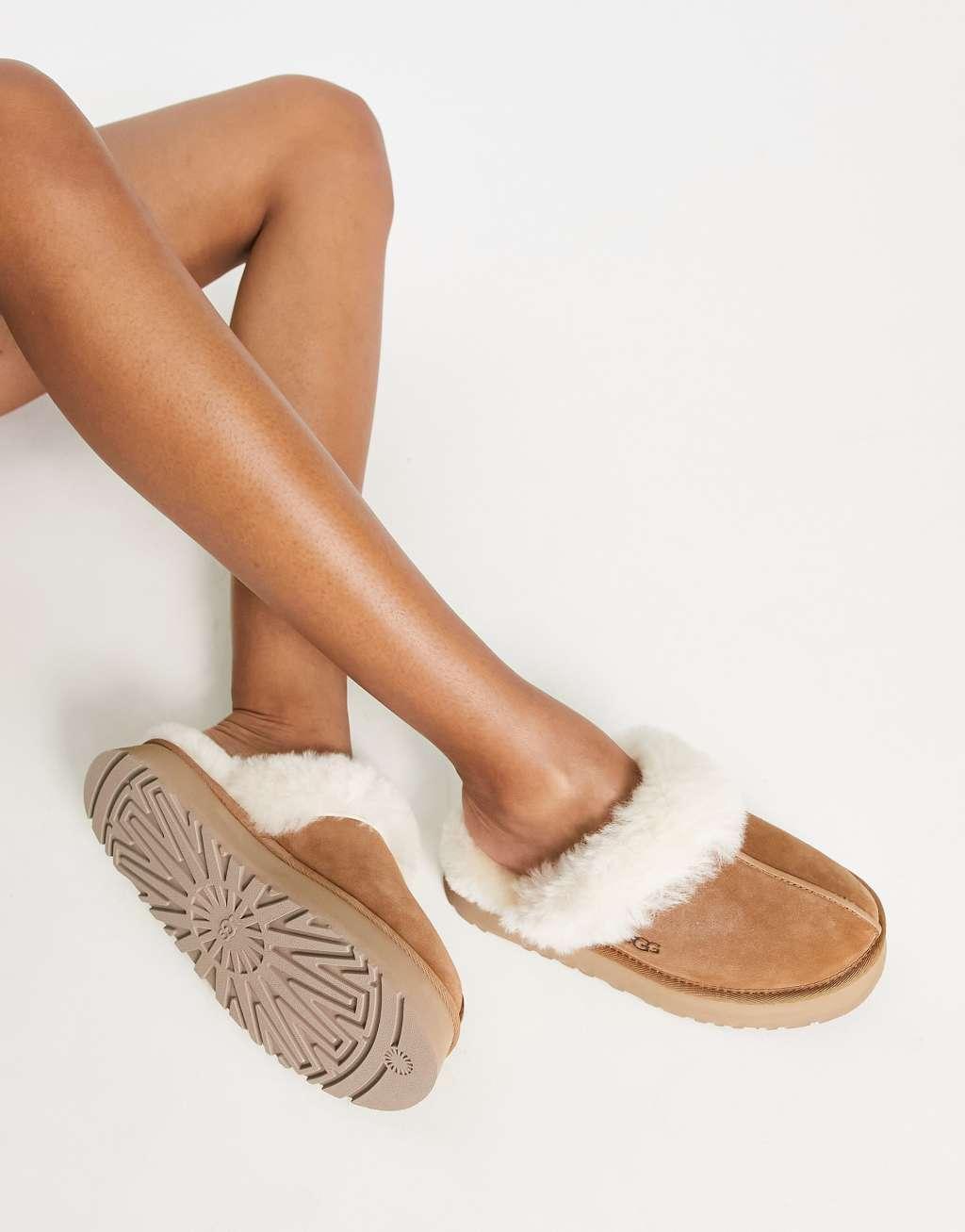 UGG Disquette Suede Fur Platform Slippers Product Image