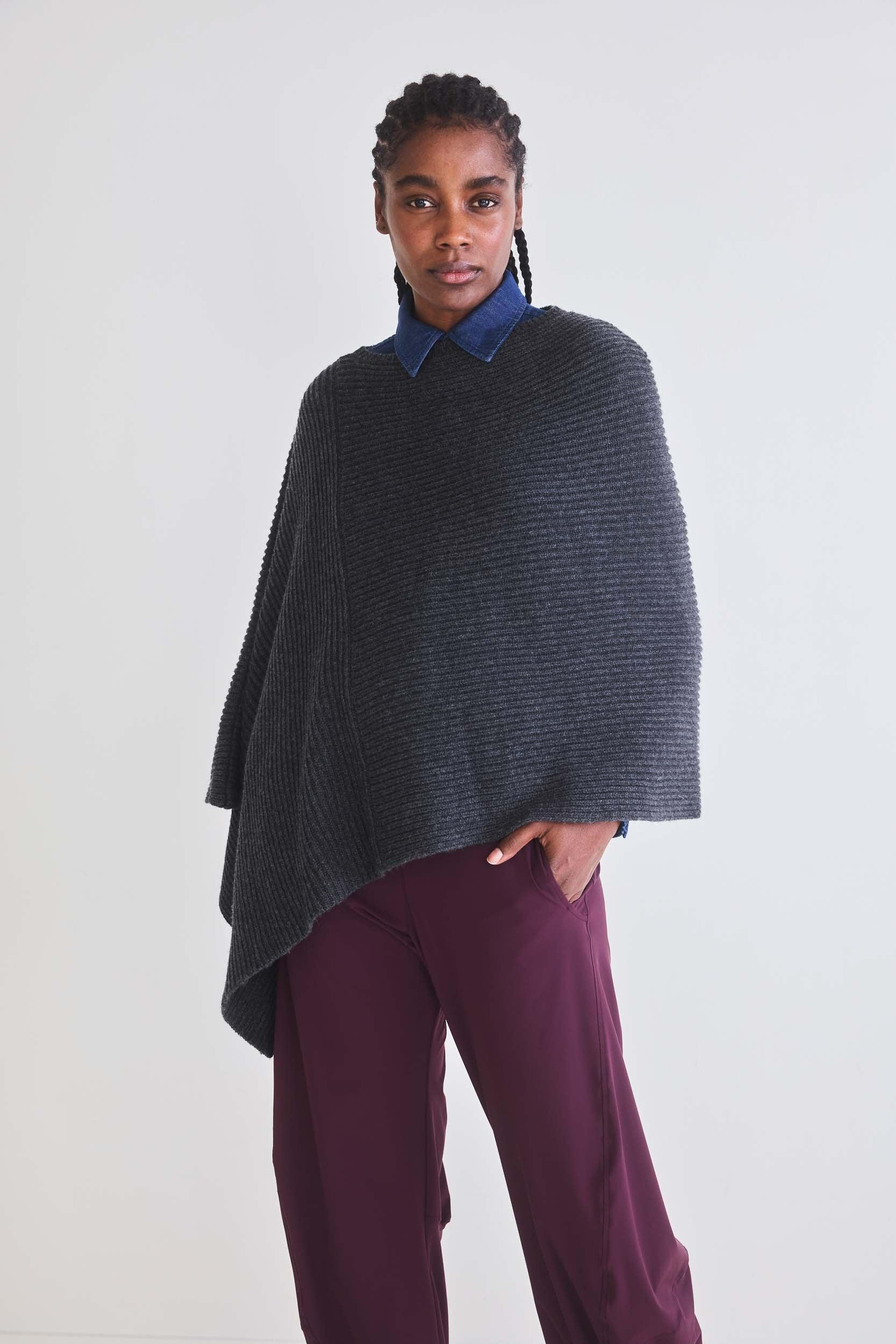 The Ribbed Knit Poncho Product Image