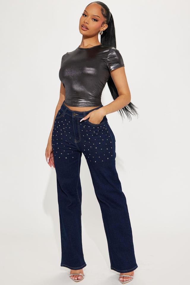 Sparkle And Shine Stretch Straight Leg Jeans - Dark Wash Product Image