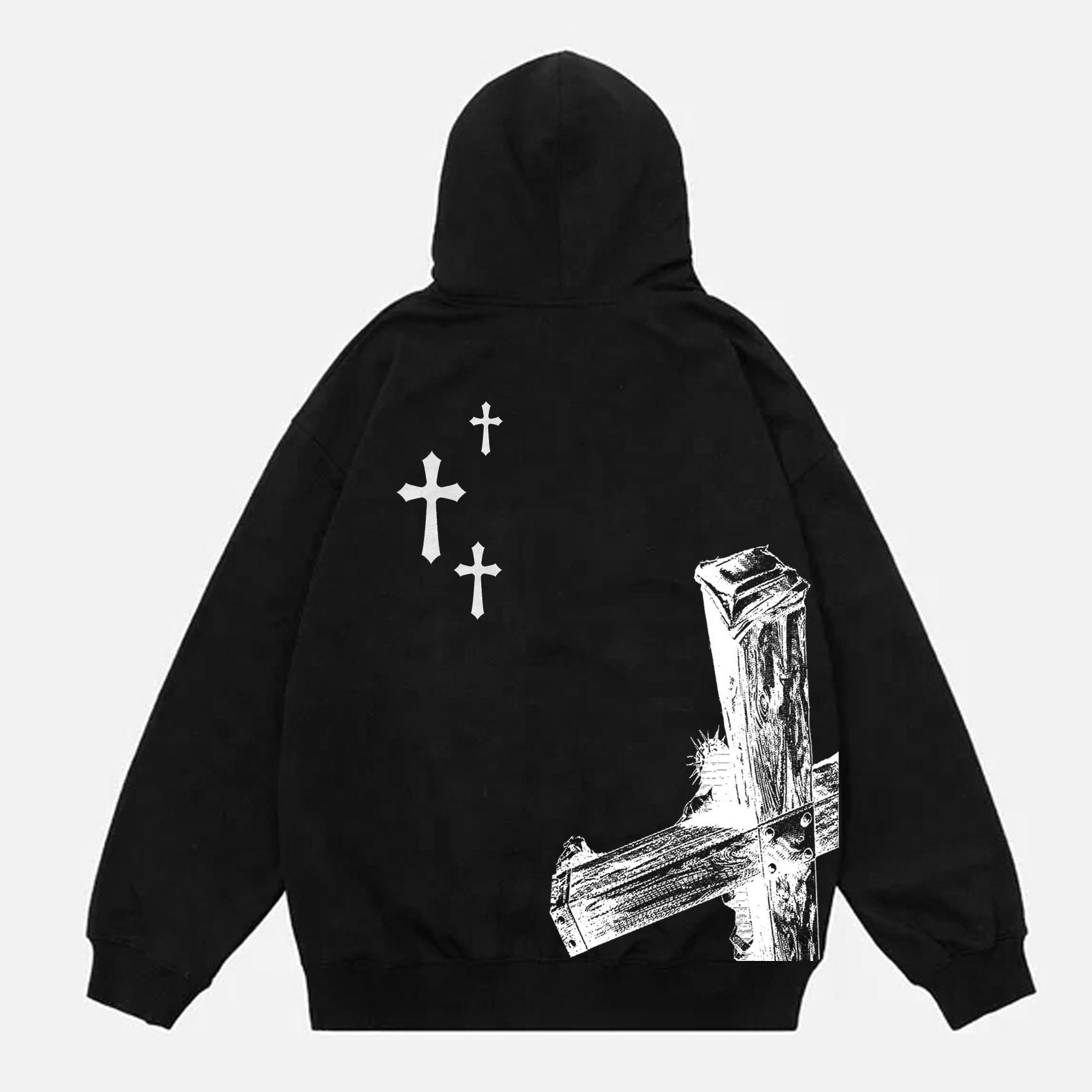 Men's Casual Jesus Saves Graphic Pocket Long Sleeve Hoodie Product Image