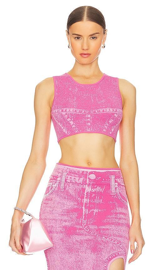 Lillian Denim Print Crop Top Product Image