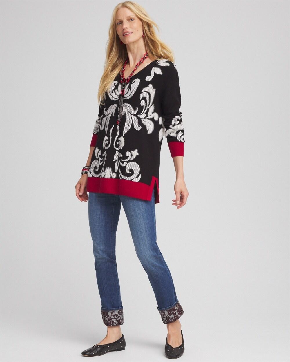 Floral Sequin Dolman Sleeve Sweater Product Image