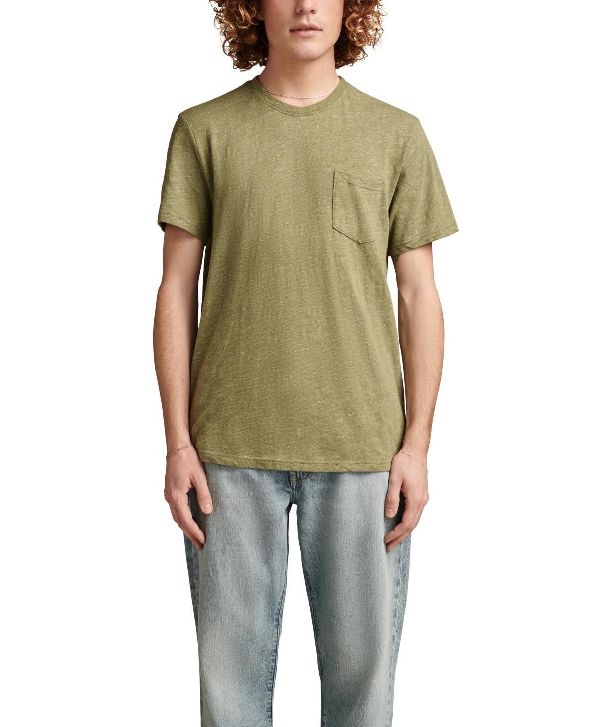 Lucky Brand Mens Linen Short Sleeve Pocket Crew Neck Tee Shirt Product Image