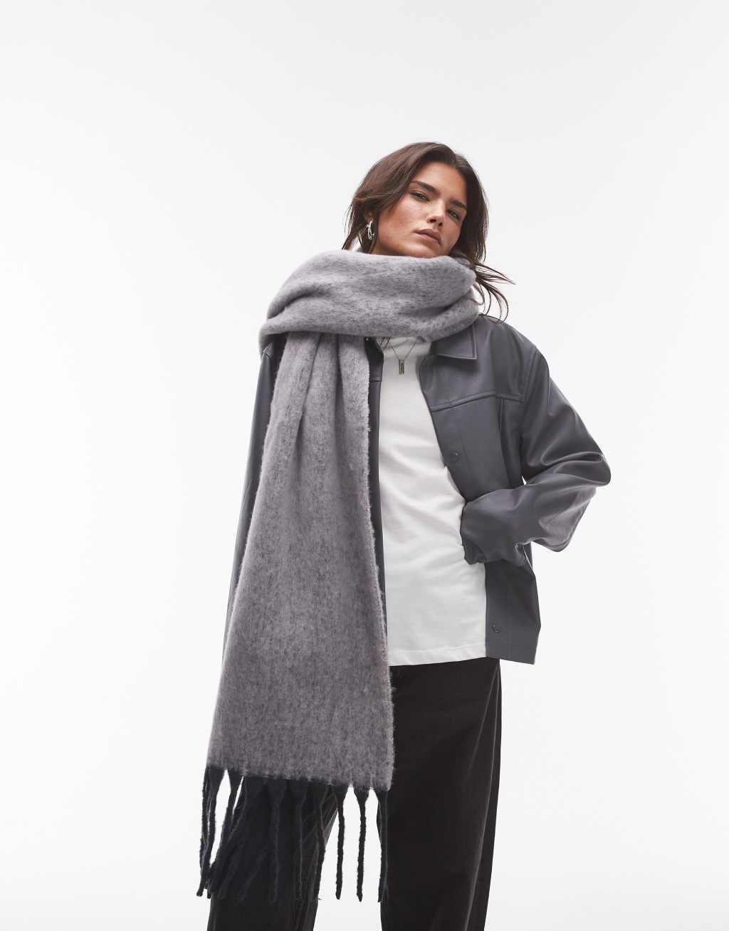 Topshop Sydney blanket scarf in gray heather product image