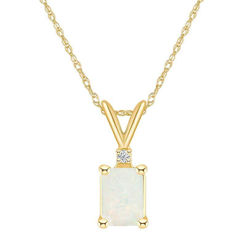 Opal (1/2 ct. t.w.) and Diamond Accent Pendant Necklace in 14K Yellow Gold or 14K Gold Product Image