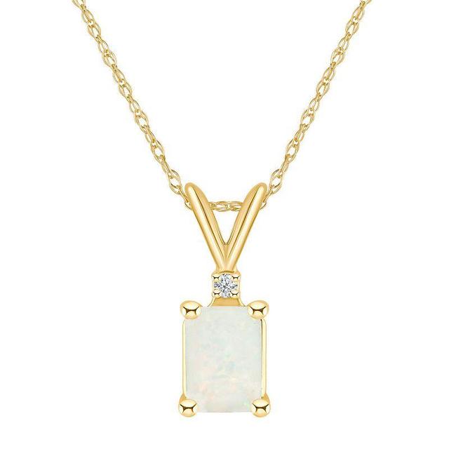 Opal (1/2 ct. t.w.) and Diamond Accent Pendant Necklace in 14K Yellow Gold or 14K Gold Product Image