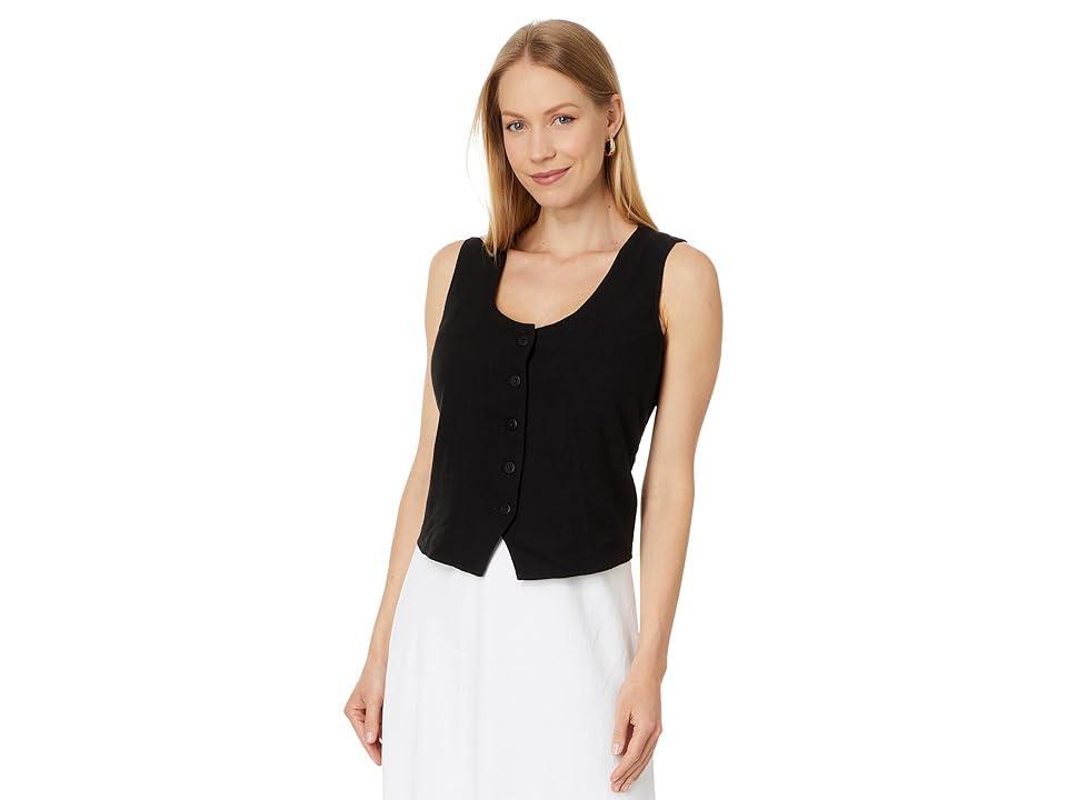 NIC+ZOE Rumba Linen Vest Onyx) Women's Clothing Product Image