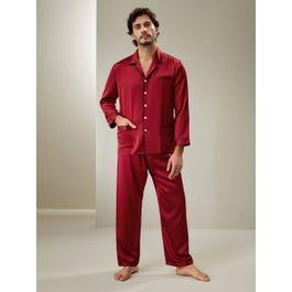 22 Momme Long Silk Pajamas Set with Contrast Trim Product Image