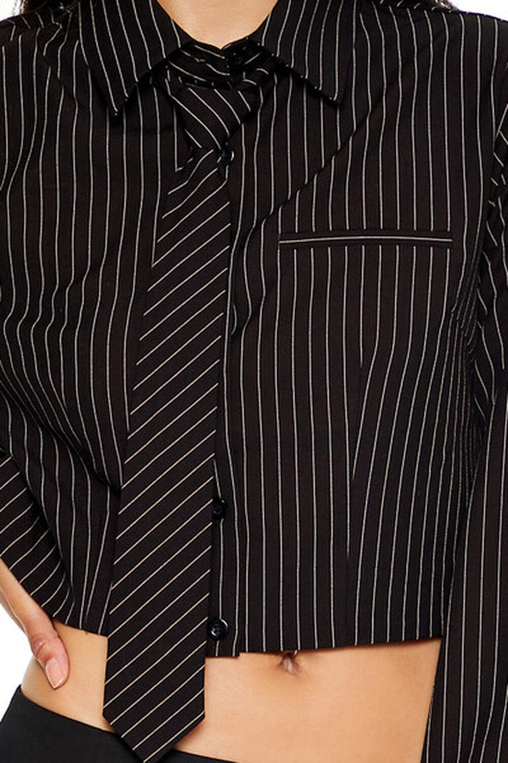 Pinstriped Cropped Poplin Shirt | Forever 21 Product Image