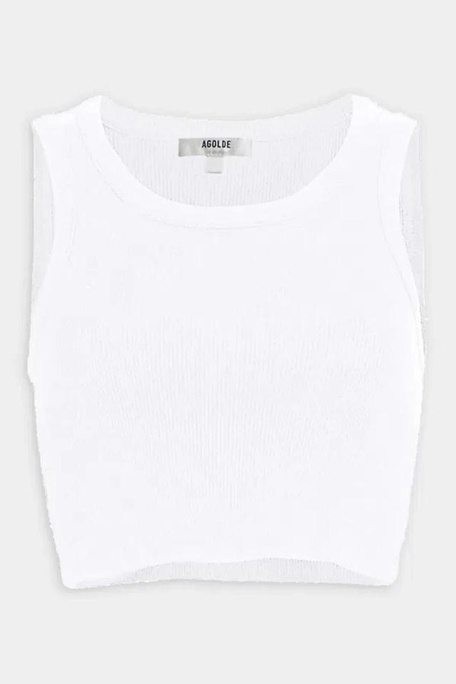 Poppy Cotton-blend Cropped Tank Top In White Product Image