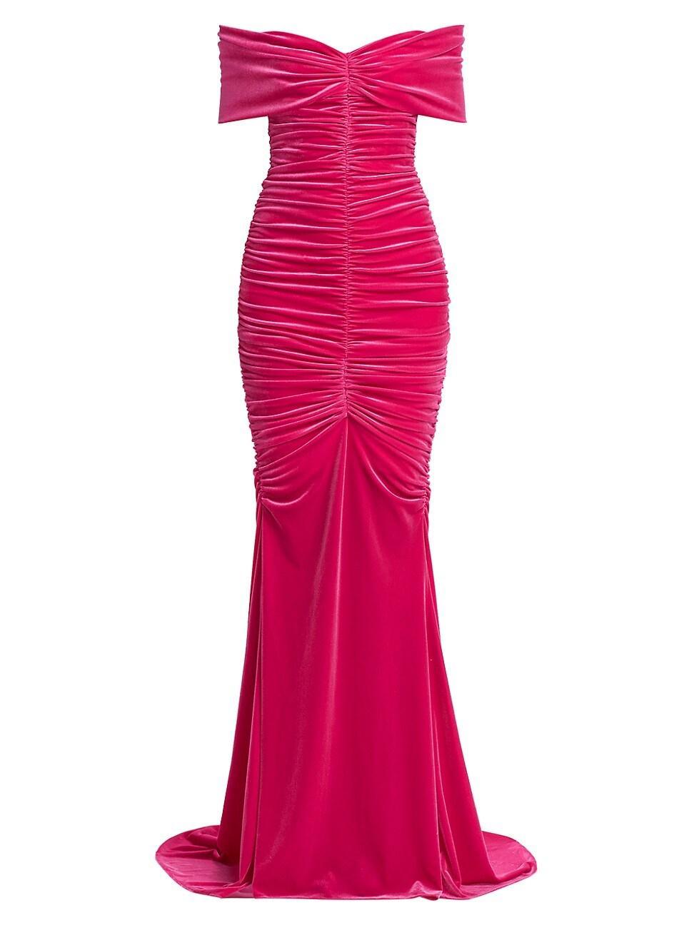 Womens Ruched Off-The-Shoulder Gown Product Image