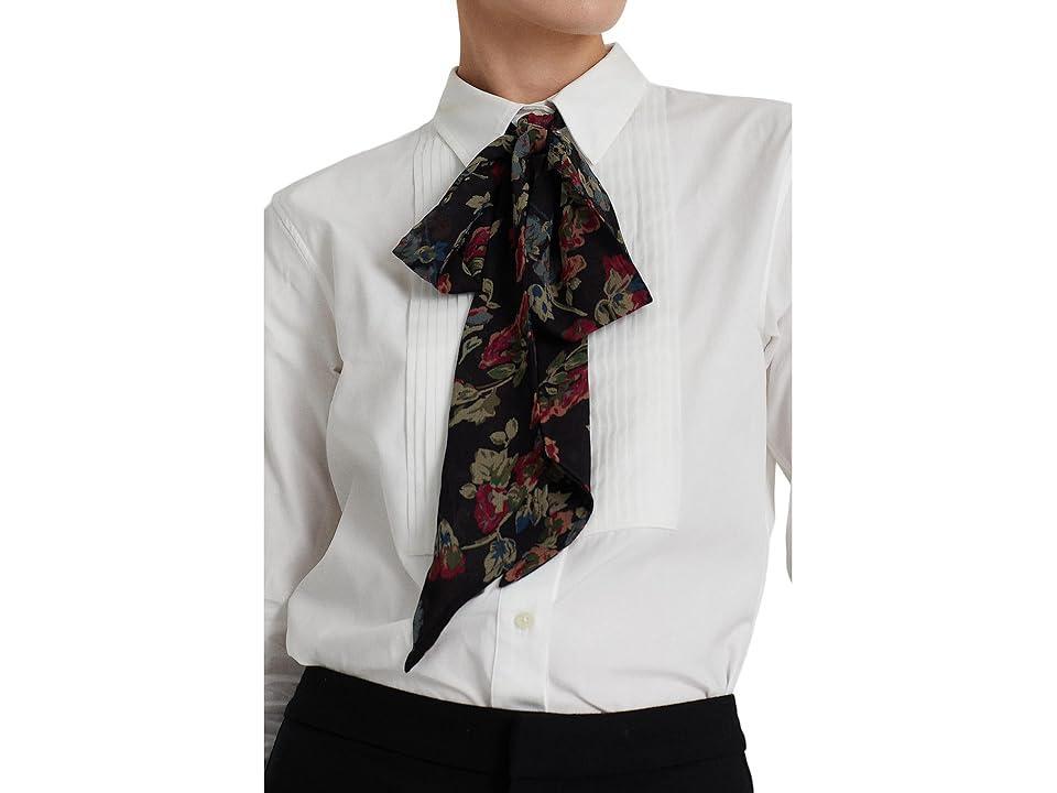 Lauren Ralph Lauren Pin Tucked Cotton Broadcloth Shirt Women's Clothing Product Image