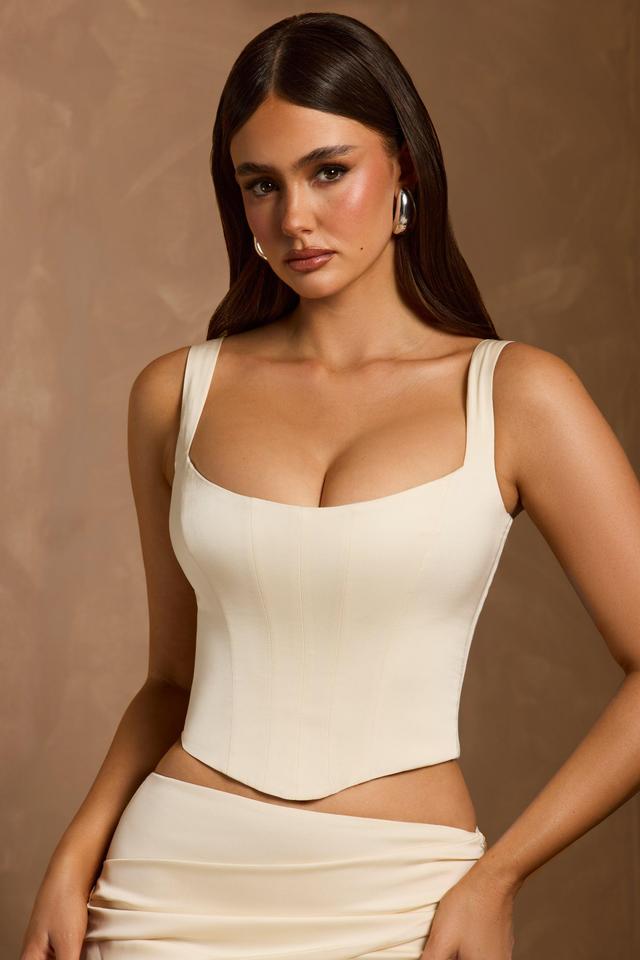 Lace-Up Corset Top in Ivory Product Image