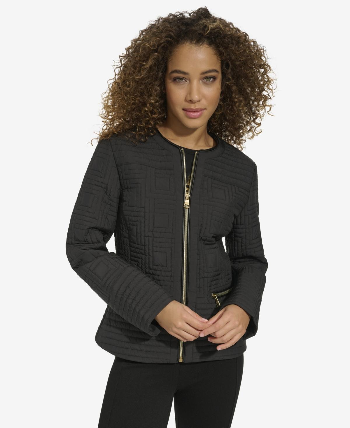 Karl Lagerfeld Womens Collarless Quilted Jacket Product Image