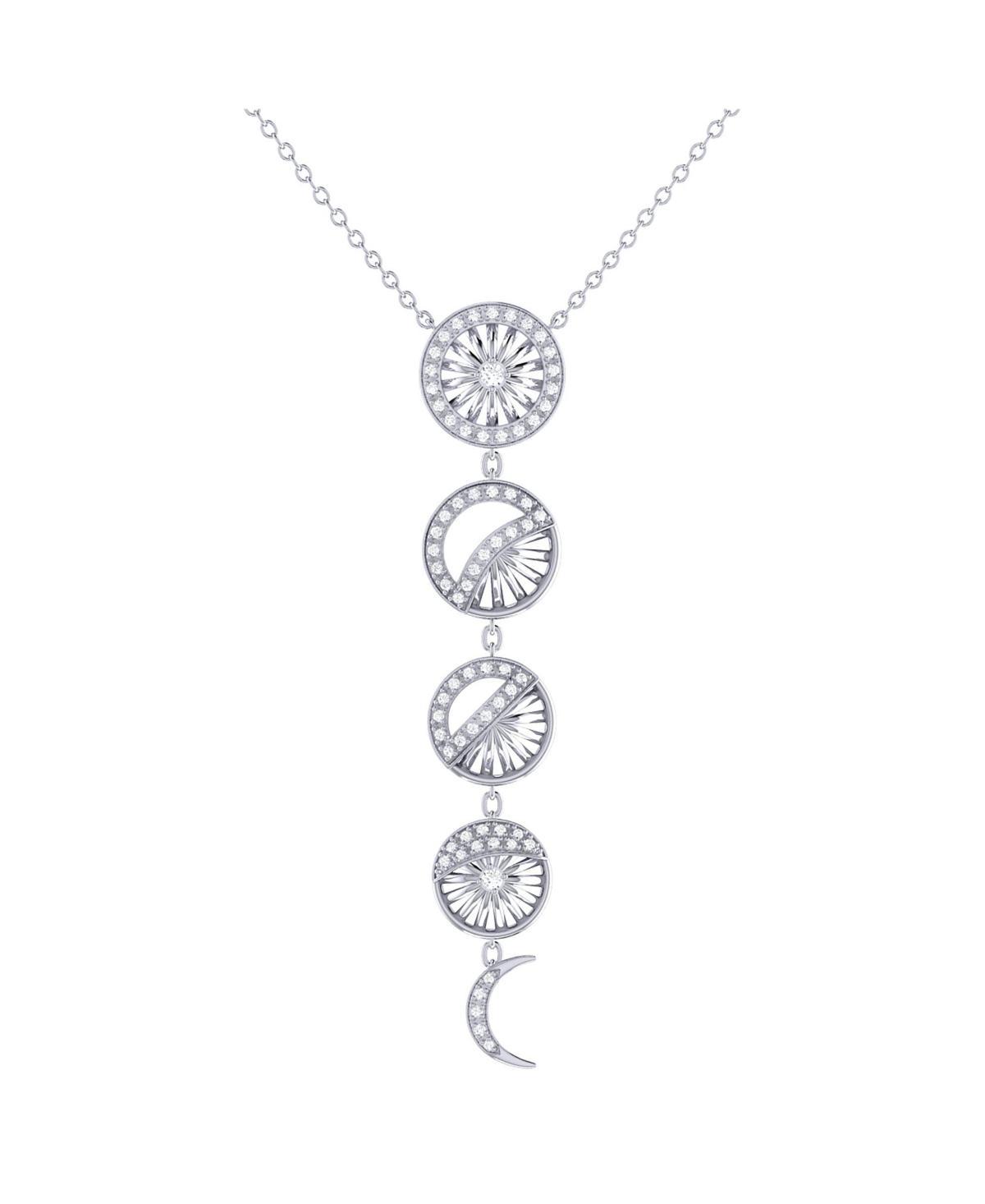 LuvMyJewelry Moon Phases Design Sterling Silver Diamond Women Necklace Product Image