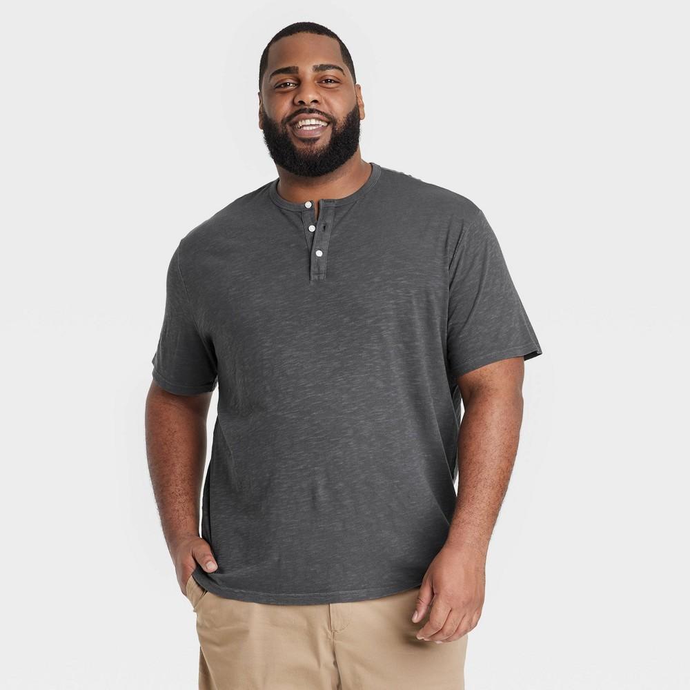 Mens Big & Tall Short Sleeve Henley T-Shirt - Goodfellow & Co Charcoal 3XLT Product Image