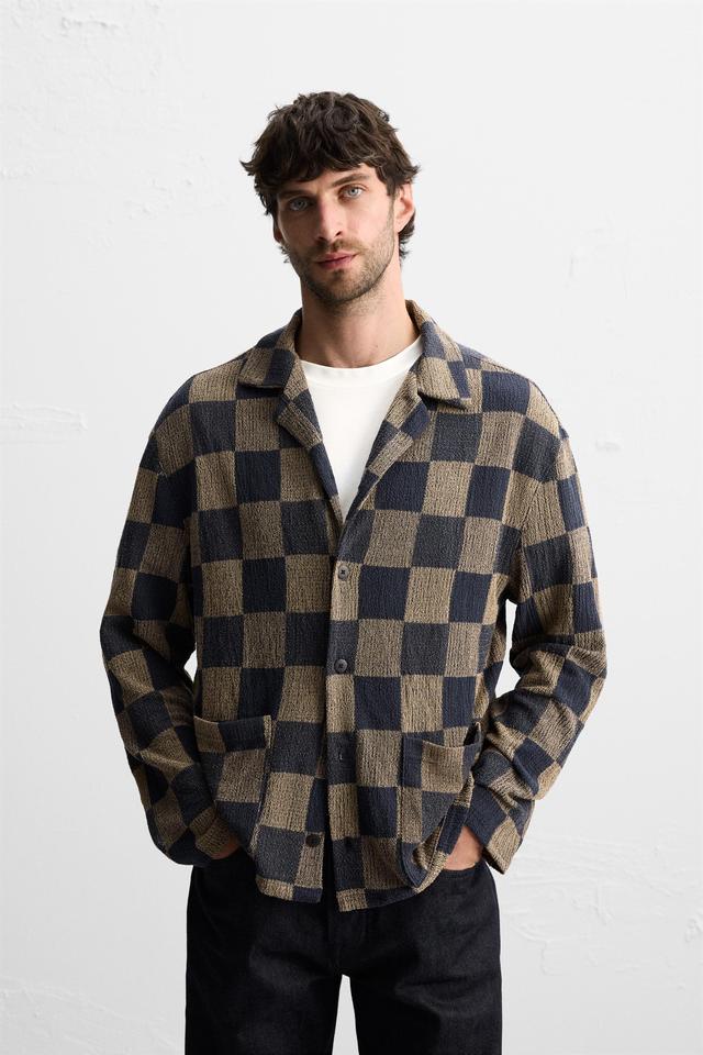 PLAID KNIT SHIRT Product Image