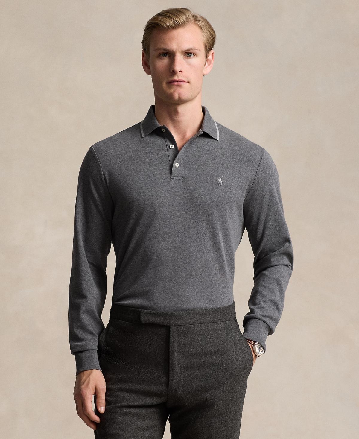 Mens Cotton Long-Sleeve Polo Shirt Product Image