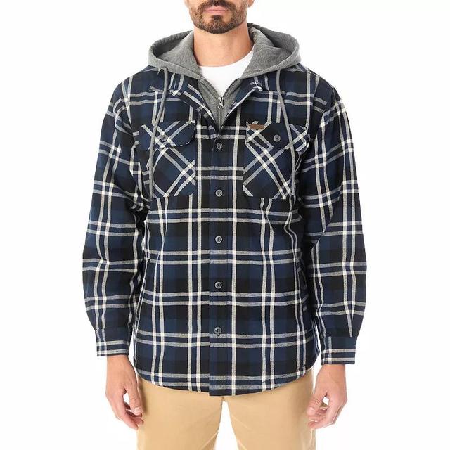 Mens Smiths Workwear Plaid Flannel Hooded Layered Shirt Jacket Product Image