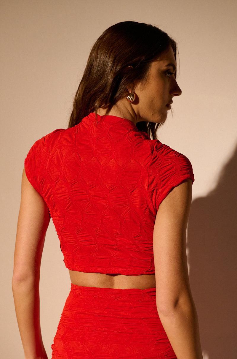 MAYBE NEXT TIME RUCHED TOP IN RED Product Image