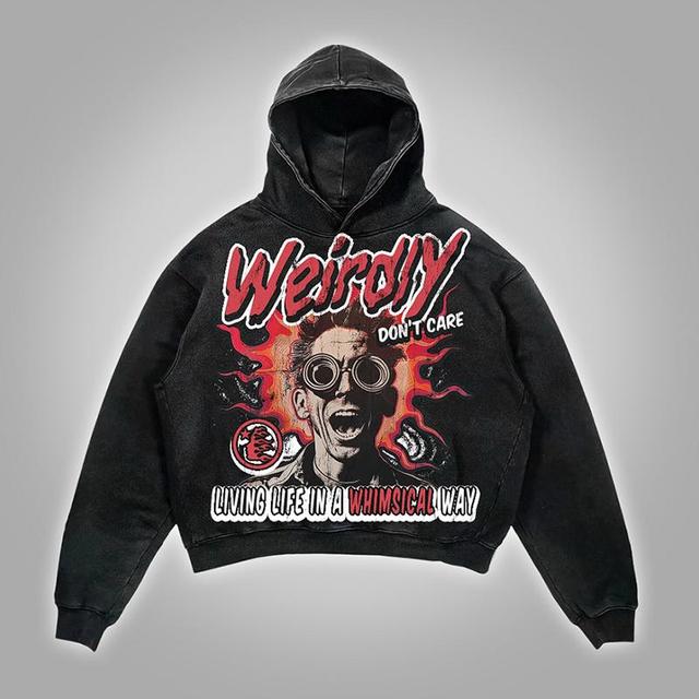 Hellstar Don't Care Guy Laughs Retro Graphic Hoodie Product Image