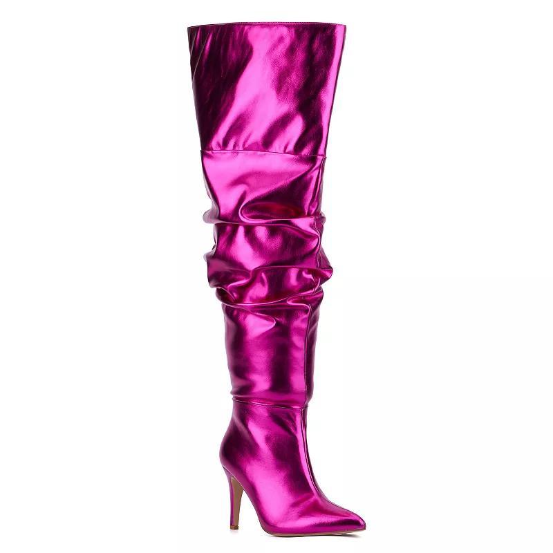 Womens Fashion to Figure Sana Scrunched Thigh-High Wide Width Boots Pink Grey Product Image