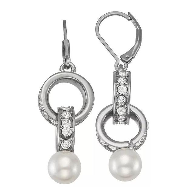 Simply Vera Vera Wang Simulated Pearl Rondell Double Drop Earrings, Womens, White Product Image